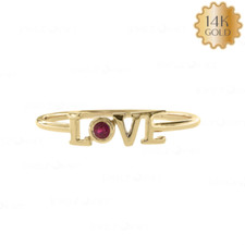 14k Gold Natural Ruby Forever LOVE Ring Band Size-3 to 8 US-Jewelzofny