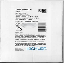 Kichler Lighting 43846 WHLED30B Flush Mount White LED, 3000K 14W Recessed Light