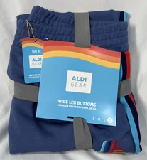ALDI Gear 2025 Ladies Wide Leg Blue Bottoms Jogger Multicolor Detail Size XL