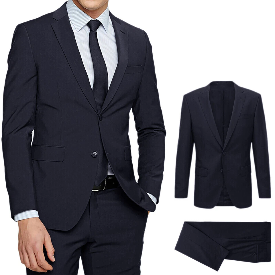 Abito Uomo Blu Nero Elegante Slim Fit Vestito cerimonia Sartoriale Casual VEQUE - Imagen 2 de 4