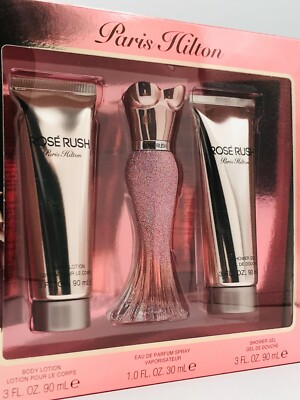 Paris Hilton Rose Rush 3pc Set Women Parfum Spray 1.0 oz Body