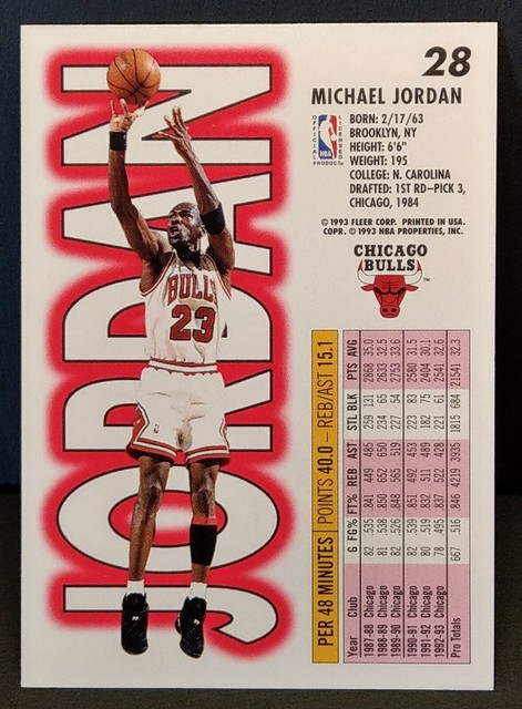 fleer 93 94 michael jordan 28