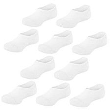 10 Pairs No Show Socks for Kids Girls Boys Non Slip Low Cut 9-12 Years White