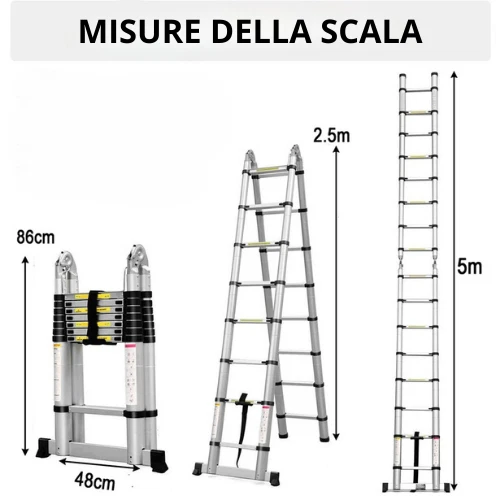 SCALA TELESCOPICA IN ALLUMINIO DA 5 METRI - Immagine 2 di 4
