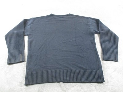 Vintage Sean John Sweater Mens XL Navy Spell Out V Neck Wool Blend 