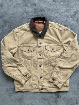 Levi's Premium Lined Trucker Jacket MensSmall Dijon Canvas Corduroy Collar