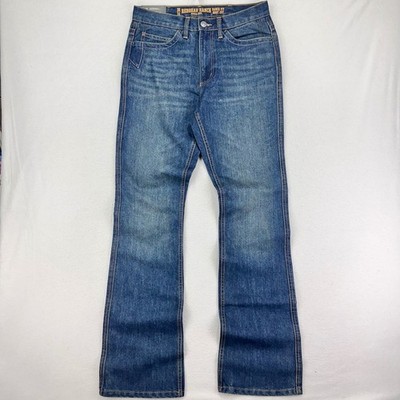 NWT Redhead Ranch Fit Boot Cut Jeans Mens 30/34 Dark Wash Denim Whiskering Rodeo