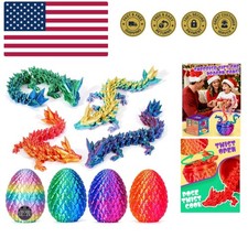 4PCS 3D Printed Dragon Egg, Articulated Crystal Animals Fidget Toys, Small 3D...