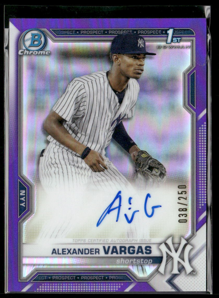 2021 Bowman Chrome #CPA-AV Alexander Vargas Prospect Purple Refractor AUTO #/250