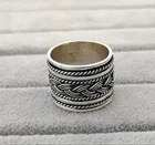 Sterling Silver Wide Band Spinner Ring: Twist Meditation Jewelry All Size