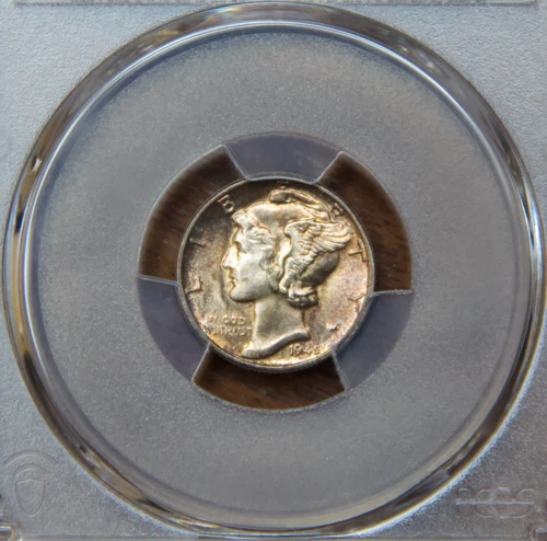 1945 Mercury Dime - PCGS MS65 - pretty! sweet golden color toning on obverse
