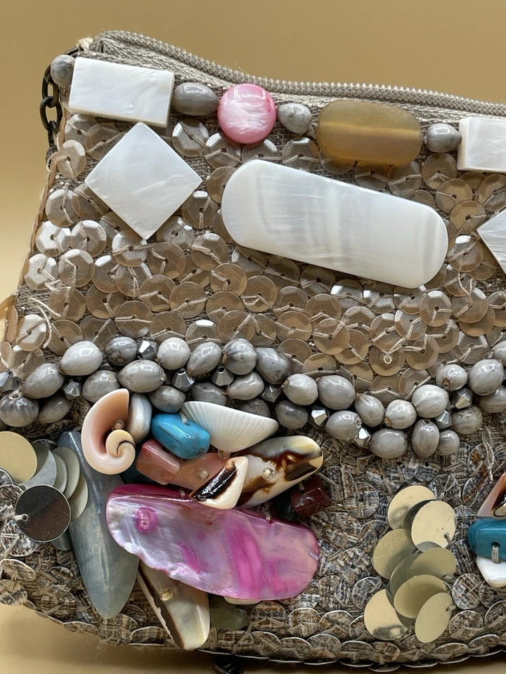 Cartera pequeña adornada MARY FRANCES PLAYA CONCHAS MARINAS LEER Foto 3 de 4