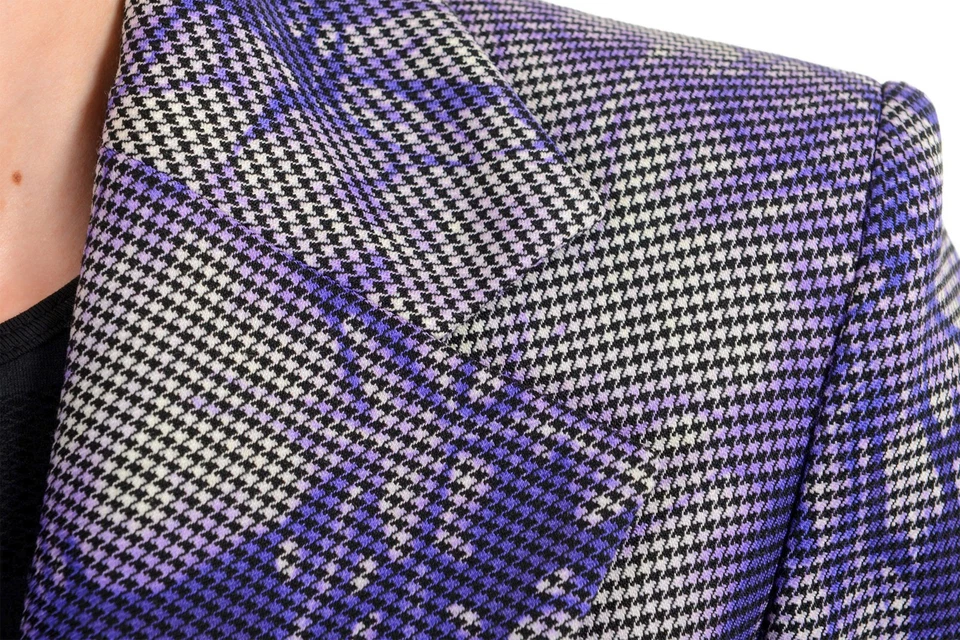 Blazer para mujer Versace de lana a cuadros con dos botones US XS IT 38 Foto 4 de 4