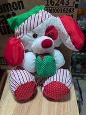 Vintage 1991 Fisher Price Puffalump Christmas Puppy Dog Nylon Plush Striped
