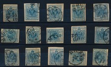LOMBARDEI-VENETIEN 1850 15Marken! 45C FARBVARIANTE! Interessantes Lot!
