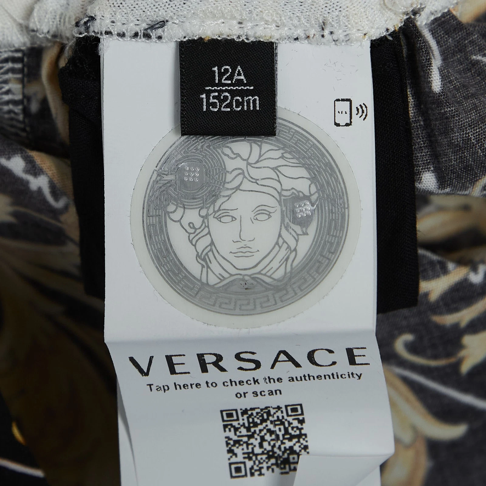 VERSACE Abito T shirt in cotone stampa barocca bianca nera (12 anni)