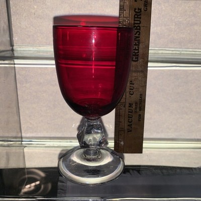 Bryce Ruby Red Glass Aquarius Wine w/ Diamond Stem  4 5/8 Inch Tall EUC