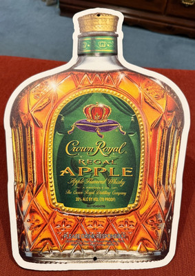 Crown Royal APPLE Whiskey Bottle Shaped Metal Sign Liquor Display