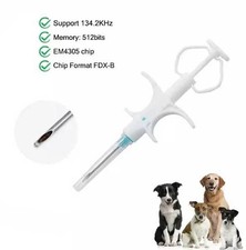 100Pcs 1.25x7mm Pet Microchip Animal RFID ID Tag FDX-B Microchip With Implanter