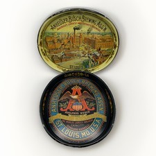 TWO Vintage Anheuser Busch Budweiser Beer Advertising Serving Trays