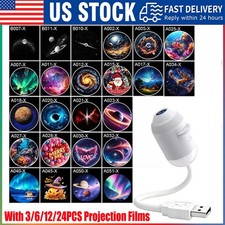 2-in-1 Galaxy Projector Night Light USB Projection Lamp with Projection Films CW