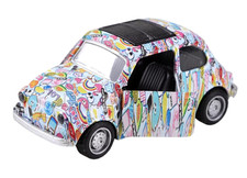Modellino auto Fiat Nuova 500 Abarth 1:36 in lega di metallo personalizzato cartone animato *NUOVO*