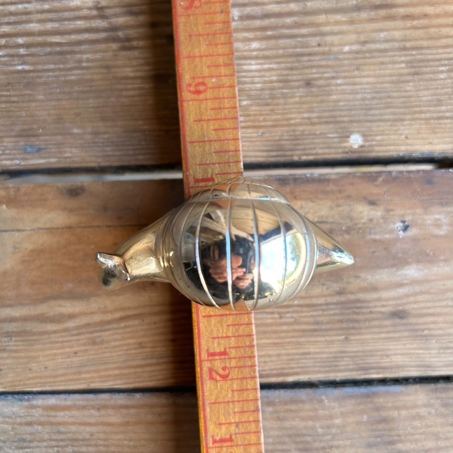 Vtg Snail Salt Cellar Gold Plated Metal w/ Spoon & Plastic Liner