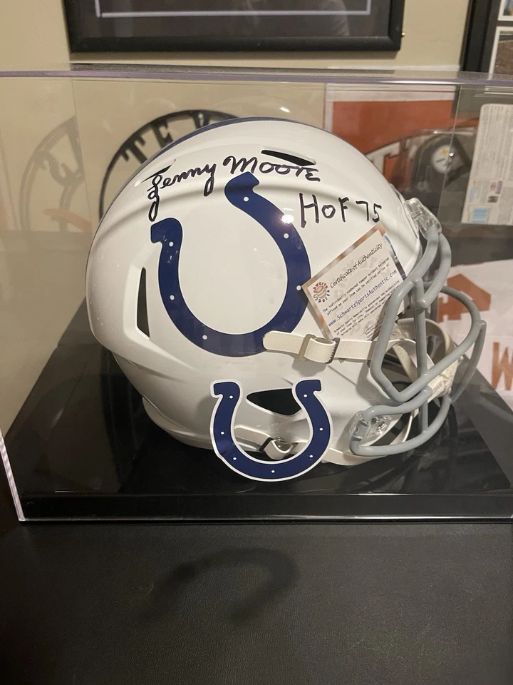 Capacete Baltimore Colts Lenny Moore autografado tamanho completo com certificado de autenticidade. - Imagem 3 de 4