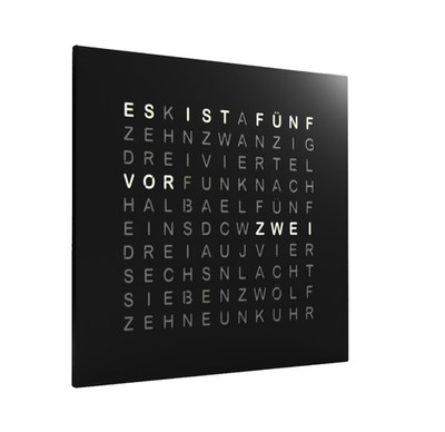 Exklusive Design-Wortuhr aus Acryl Schwarz Hochglanz - Hochdeutsch