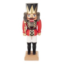 Nussknacker König rot lasiert 9,5x27x7,5cm Regent Monarch Prinz Fürst Thronmann
