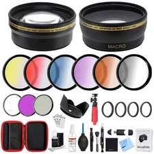 55mm Lens Accessory Kit - Includes Filter Sets, Case & Cleaning Kit by Deco Gear