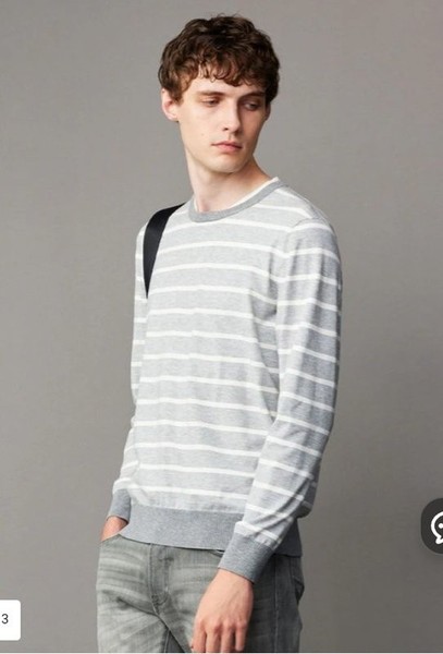 Men Ben Sherman Sweater Grey Cotton 44
