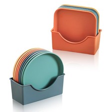 16 Pcs Unbreakable Dinner Plates Set, 5.7 Inch Reusable Plastic Plates with P...