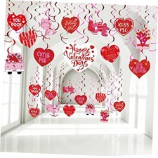53 Pcs Valentine s Day Party Decorations, Valentine Hanging Heart Swirls