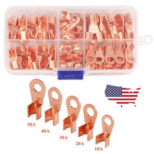 35-210pcs Copper Open Barrel Wire Lugs Terminals Crimp Connectors OT 10-100A US