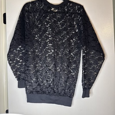 Vintage Cache Sheer Lace Blouse Trim Size Medium Y2k Grunge VictorianClassic EUC