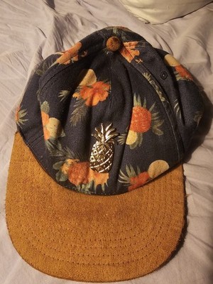 CAYLER & SONS Baseball Cap Floral Pineapple Adjustable Navy Brown Tropical