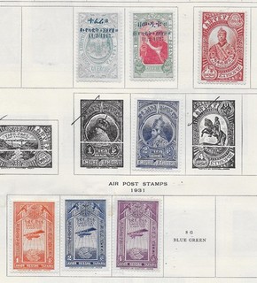 7 Ethiopia Stamps w/Air Post from Quality Old Antique Album 1930 1931