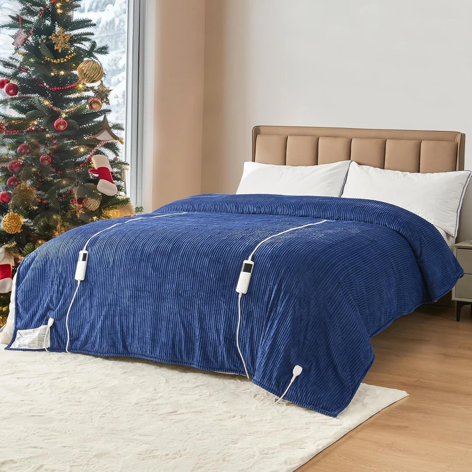 Queen 84''x90'' Electric Blanket with Fast Heat & 10 Levels - Flannel & Sherpa - Image 3 of 4