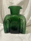 Double Spout Blown Glass Carafe Pitcher Blenko Style Green Water Bottle
