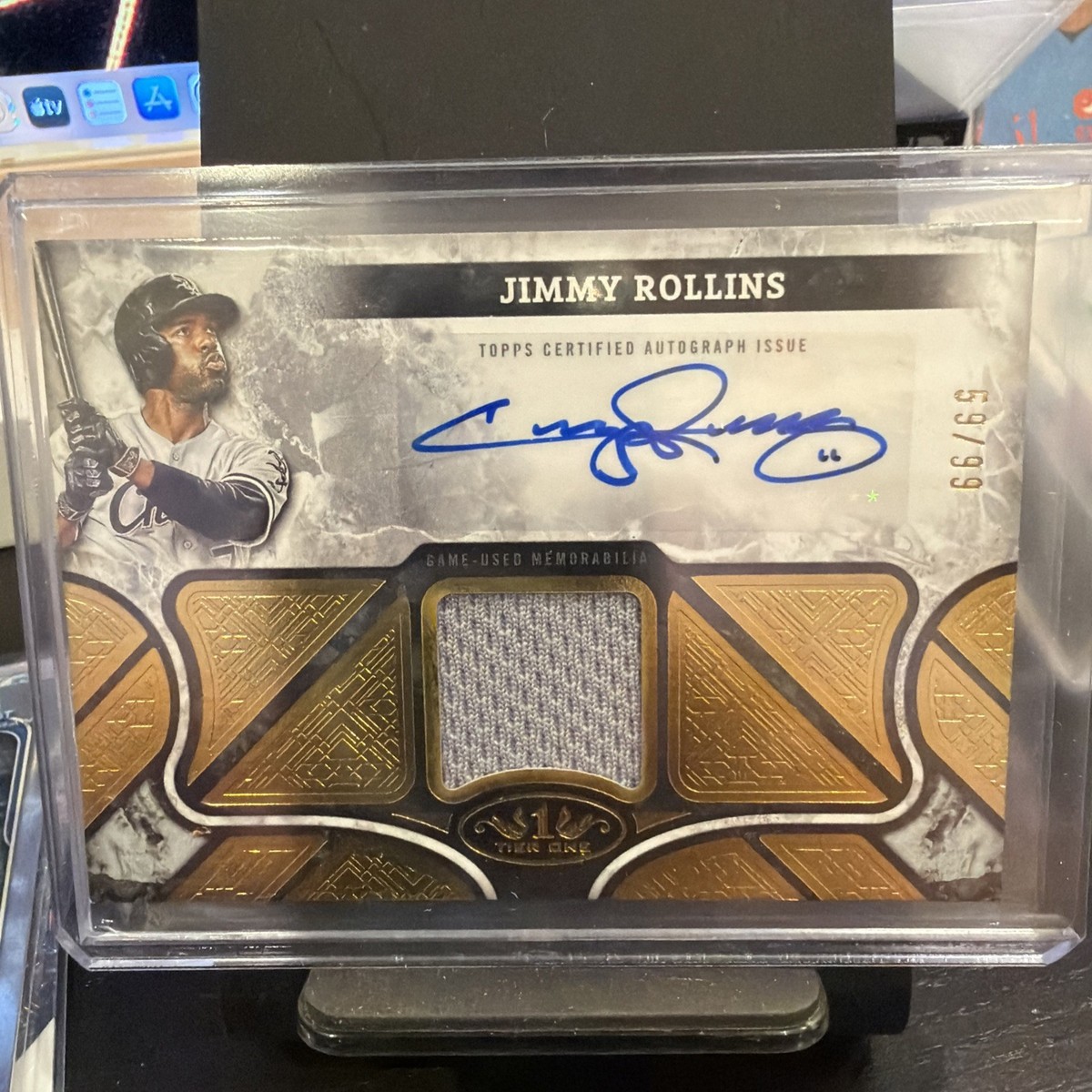 2025 Topps Tier One 1 Auto Relic /99 Jimmy Rollins Game Used White 