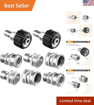 #ad Versatile Quick Connect Pressure Washer Adapter Set 8 Stainless Steel Pieces $58.49