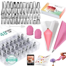 74 PCS Icing Piping Bags and Tips Set Cake Decorating Kit with 48 Tips