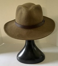 London Fog Brown 100% Wool Fedora Water‑Repellent  Size Large SALE!