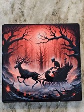 Dark / Evil Christmas Sleigh 4 in x 4 in custom made ceramic coaster