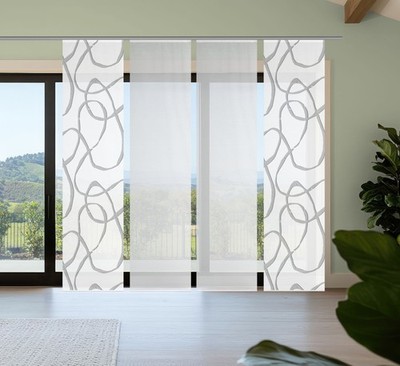 VISION S Flächenvorhänge Set 4er OPHELIA, halbtransparent, Höhe 260 cm, grau
