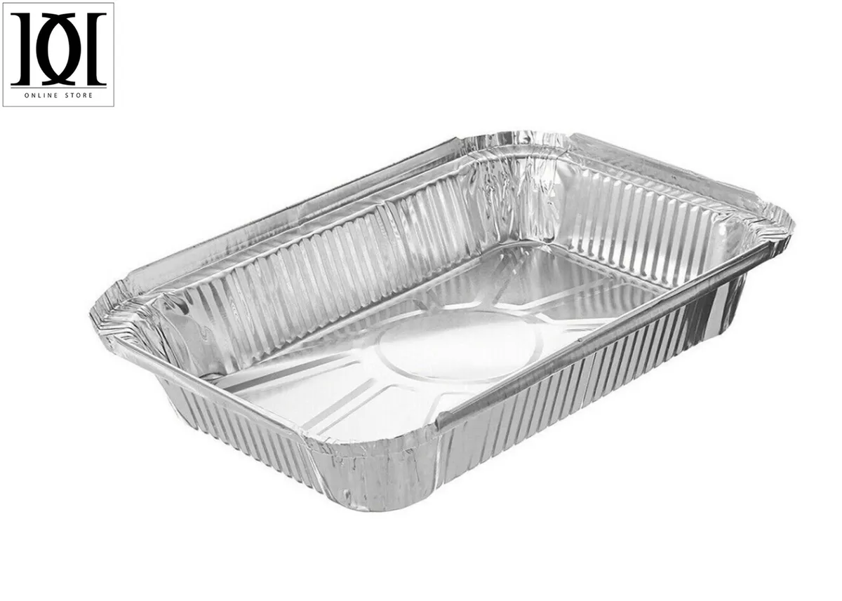 10PCS Aluminum Foil Trays BBQ Disposable Food Container Baking Pan With  Lids