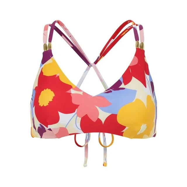 Time and Tru Women's Plus Size Floral X-Back Bikini Top 3X (24W-26W)