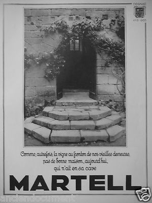 WERBUNG 1935 IN UNSEREN KELLERN MARTELL WIE DER WEINBERG AM GIEBEL UNSERER WOHNUNGEN