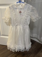 MARTHA'S MINIATURES WE'RE FUSSY DRESS GIRLS SIZE 10 VINTAGE White